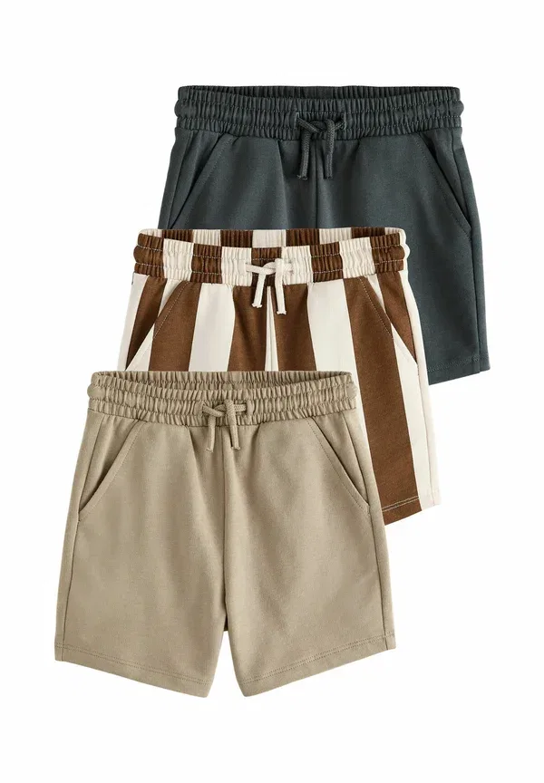Комплект из 3 шорт, хлопок, jersey shorts 3 pack, Next, коричневый/кремовый