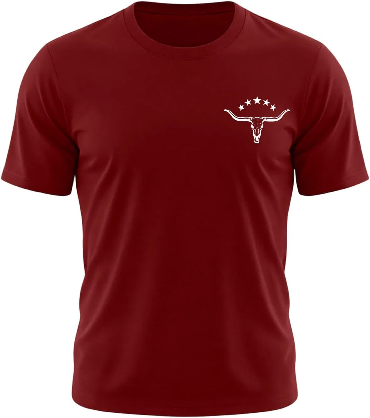 Мужская футболка с рисунком черепа быка, Crew Neck, Black/Red — фото 3