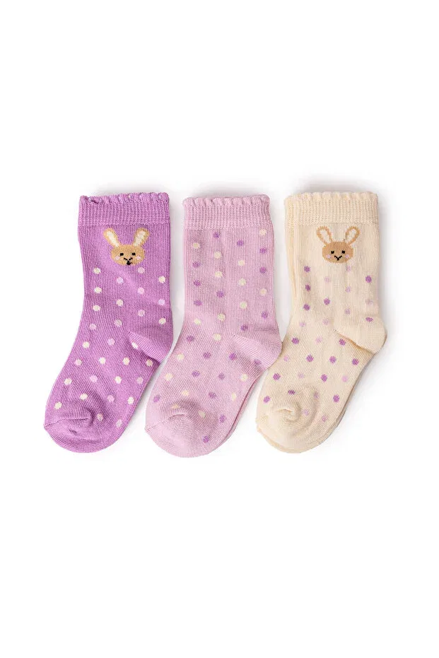 Детские носки для девочек с принтом 3-шт Hellobaby Ebebek Hello Baby, Pink