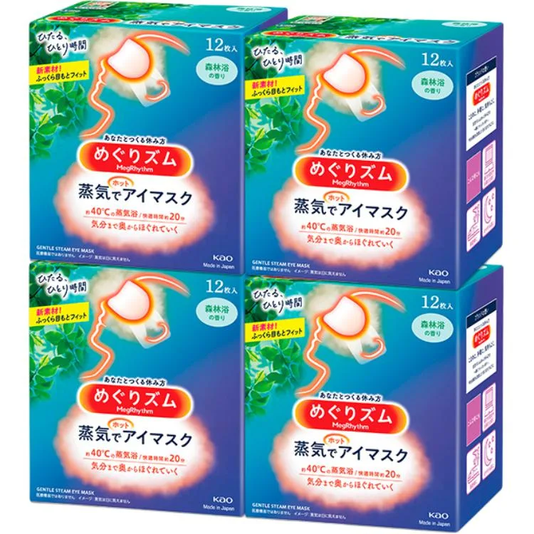 KAO Маска для глаз увлажняющая успокаивающая Vapor, 12 шт, Forest Steam Eye Masks 12 Pcs/Box * 4