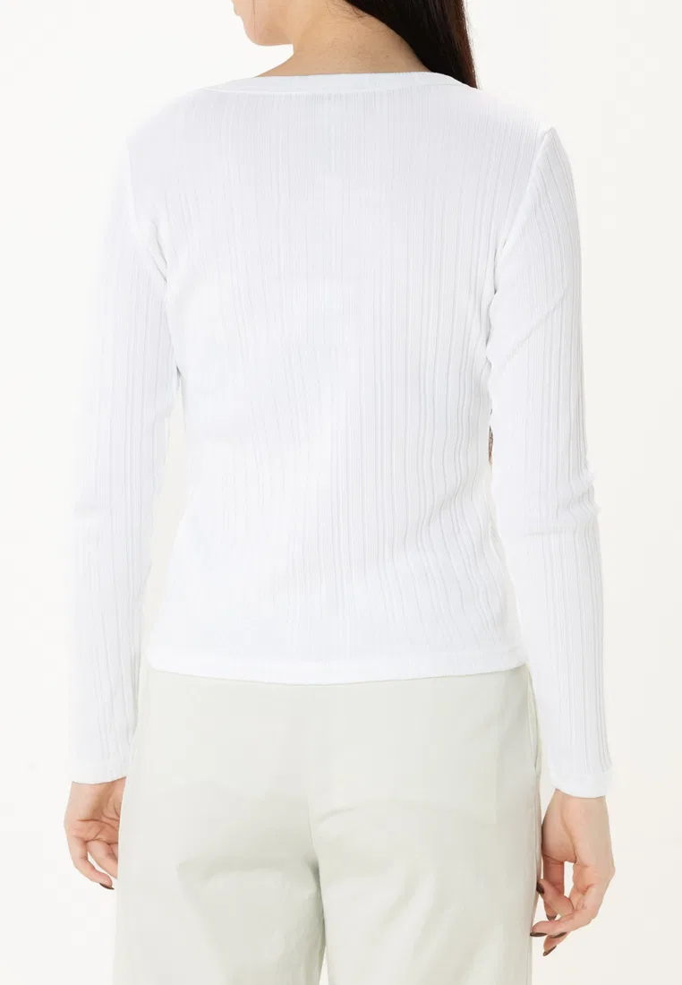 Топ трикотажный облегающий, Slim Fit Calvin Klein, ярко-белый — фото 2