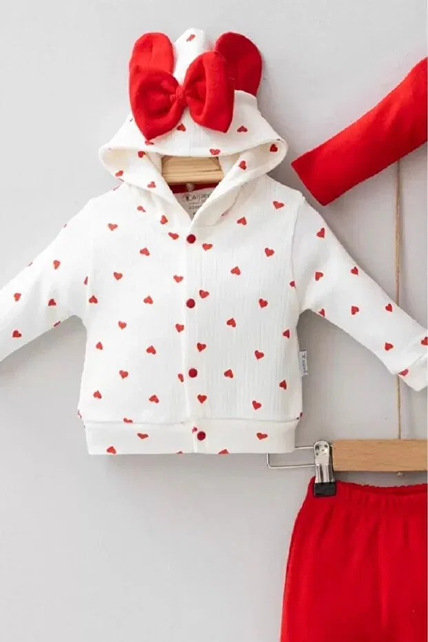 Детский комплект для новорожденных с принтом Pjishop, Red And White — фото 4