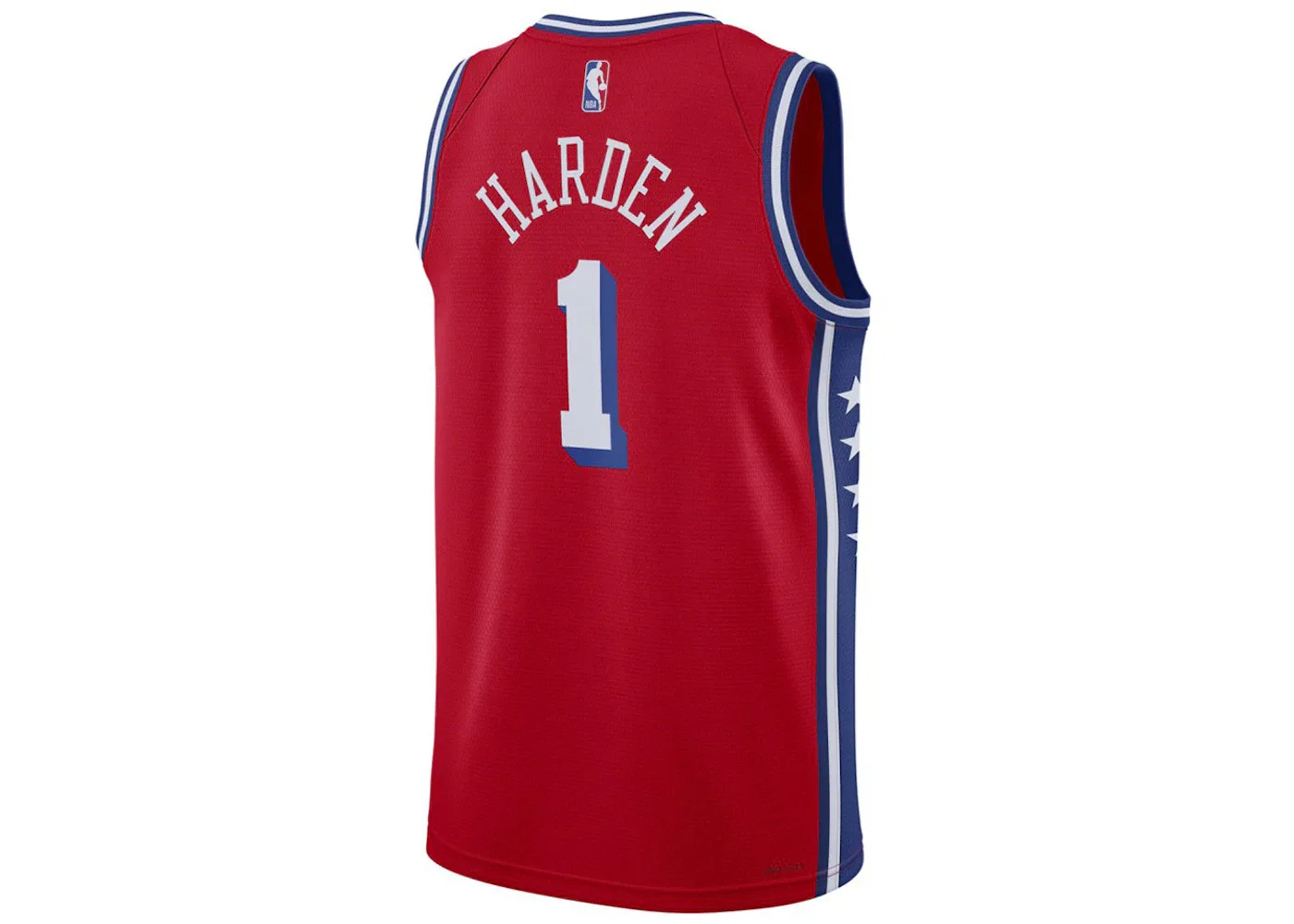 Мужская баскетбольная джерси с длинным рукавом Nike Harden Philadelphia 76ers NBA Statement Jersey, Red — фото 2