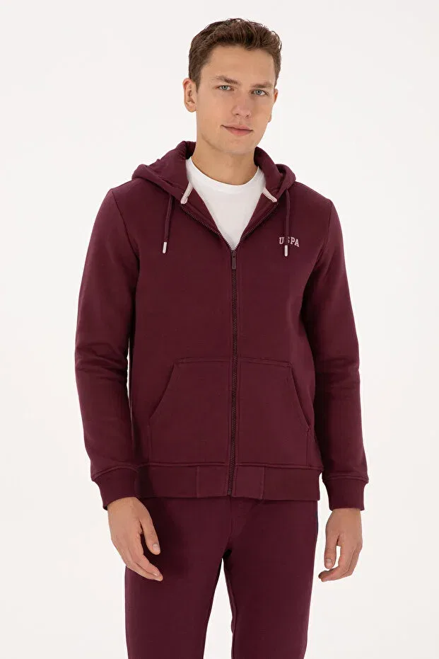 Мужской кардиган с воротником-капюшоном U.S. Polo Assn., Plum