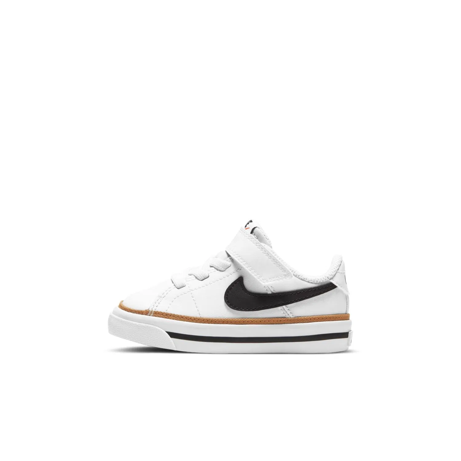 Детские кроссовки для мальчиков с кожаным верхом Court Legacy NIKE, White Black Desert Ochre Gum Light Brown