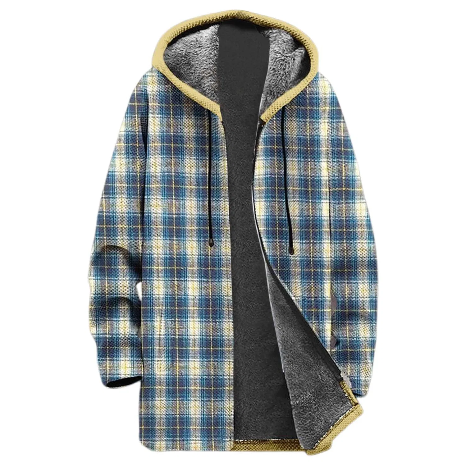 Мужское пальто с капюшоном из шерсти, Cardigan Wool Zipper Cardigan with Hood, Beige-k