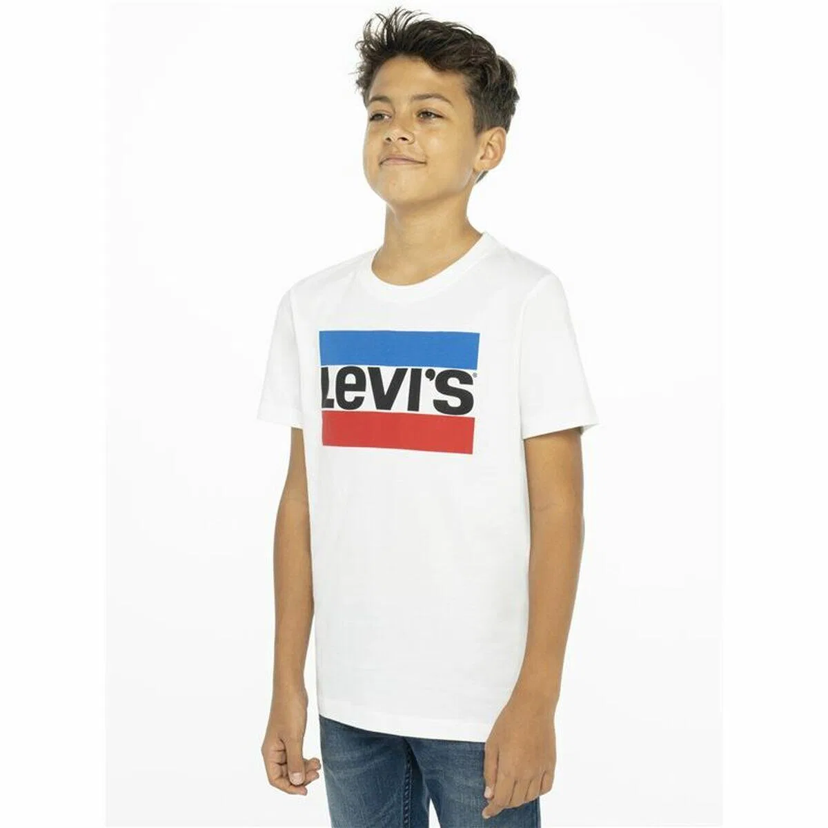 Детская хлопковая футболка с коротким рукавом Sportswear Logo Levi's, Weiss — фото 4