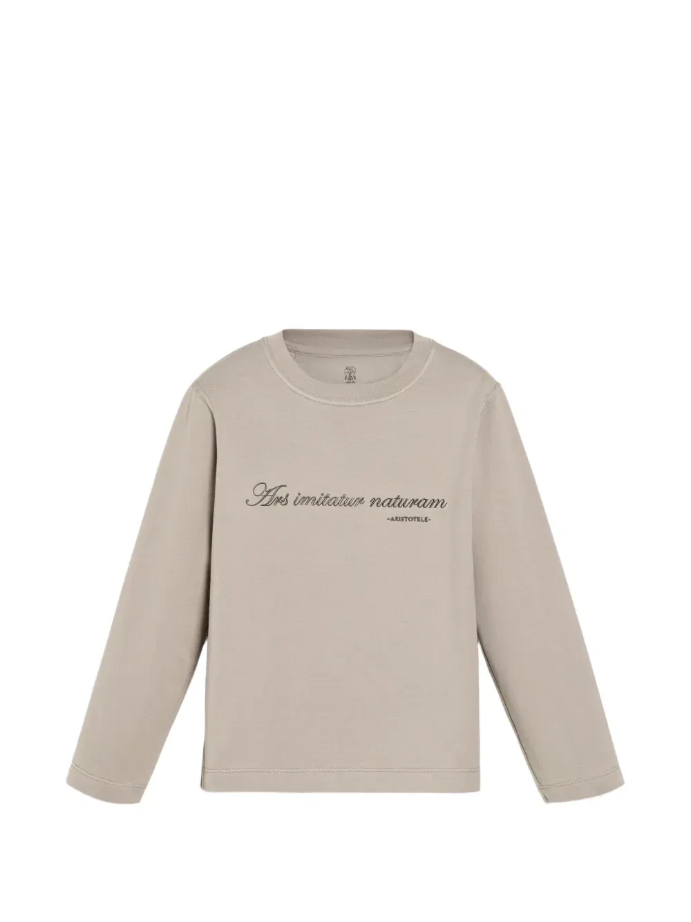 Футболка из джерси с длинными рукавами и вышивкой Brunello Cucinelli Kids, серый