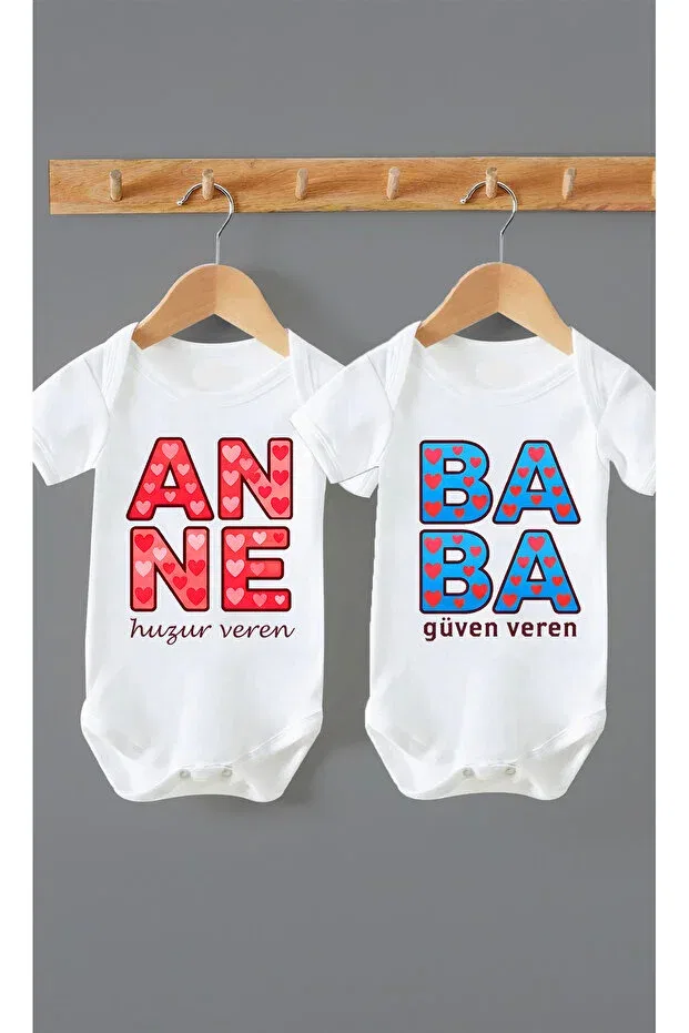 Детское боди для новорожденных хлопковое набор 2 шт 100% cotton mom & dad double printed baby bodysuit Arelstore, White