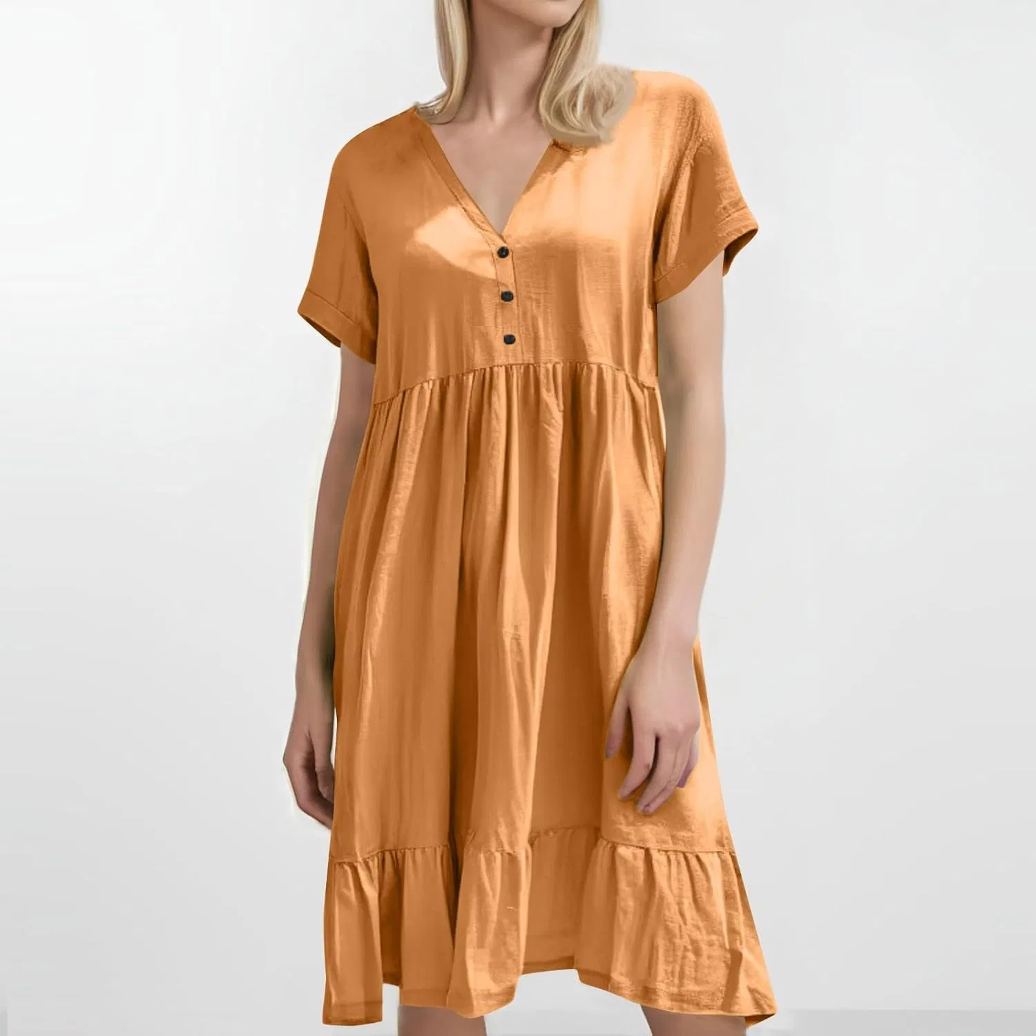 Платье-макси с рюшами V-образным вырезом, Saffron — фото 3