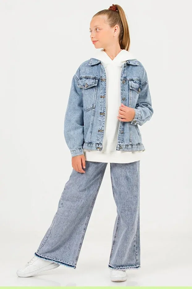 Детская джинсовая куртка для девочек с длинным рукавом Dmb Boys & Girls, Blue