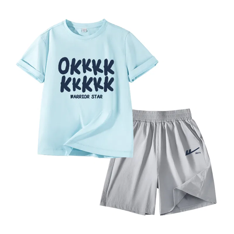 Детский спортивный комплект с круглым вырезом, тонкий, растяжимый, Casual Sportswear, WARRIOR