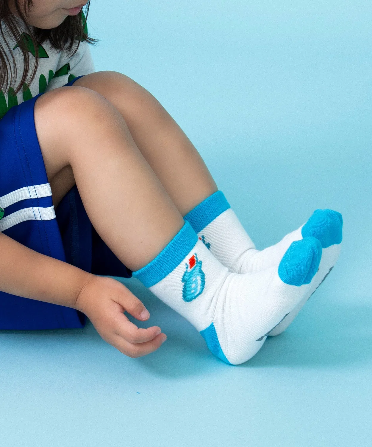 Детские носки с принтом Food Short Socks PUNYUS, Sax Blue