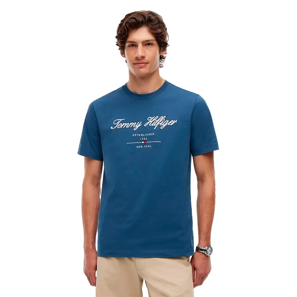 Футболка с коротким рукавом Script Logo Tommy Hilfiger, синий