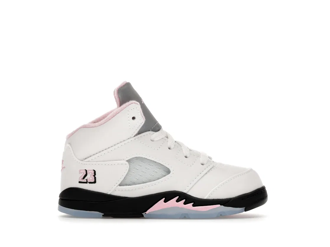 Детские кроссовки Lifestyle с длинным языком Jordan 5 Retro, White/Medium Soft Pink/Black