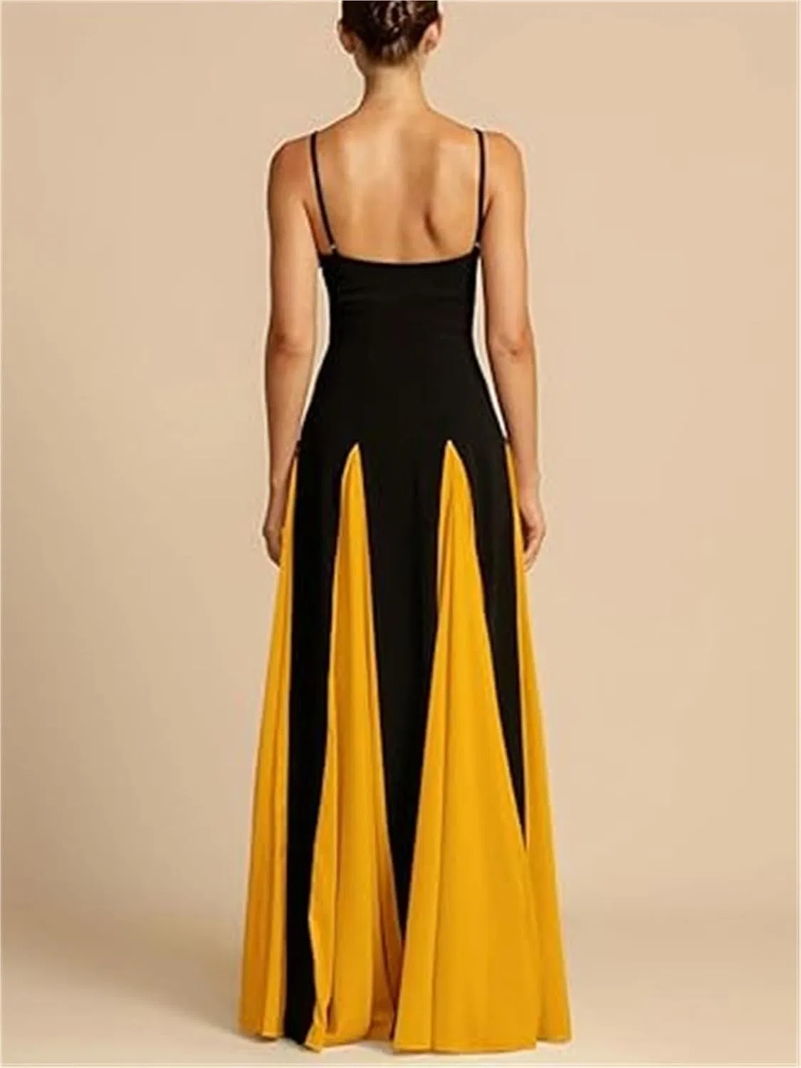 Женское вечернее платье макси на тонких бретелях с открытой спиной, Orange/Red/White/Yellow — фото 4