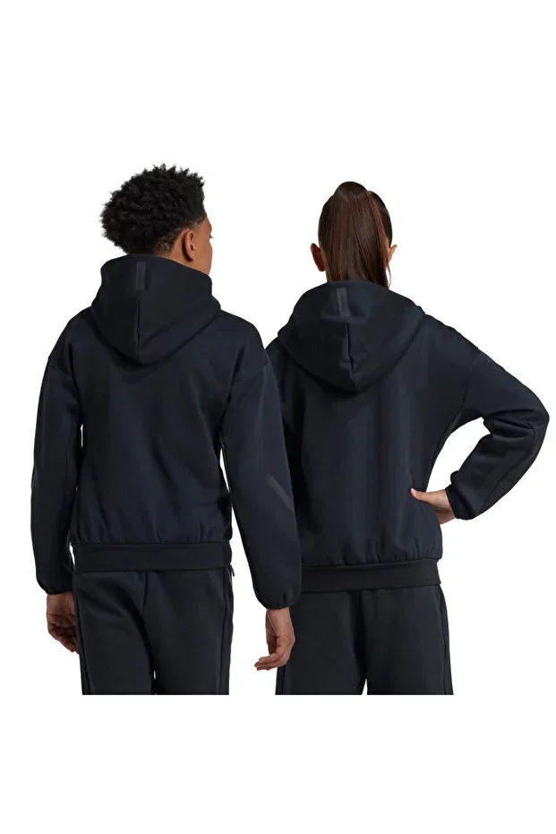 Детские спортивный свитшот для девочек с капюшоном Adidas, Black — фото 4