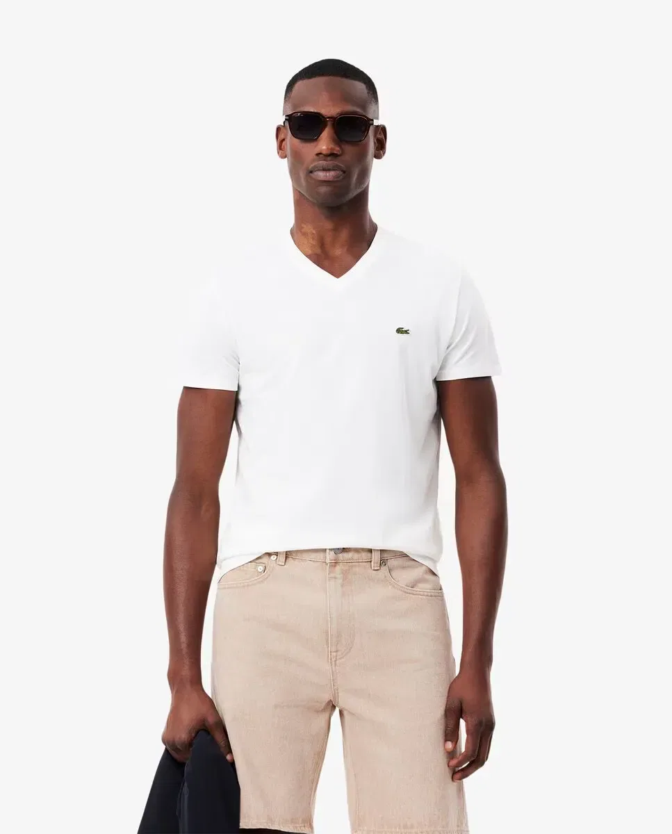 Мужская футболка Lacoste с коротким рукавом, хлопок, белый