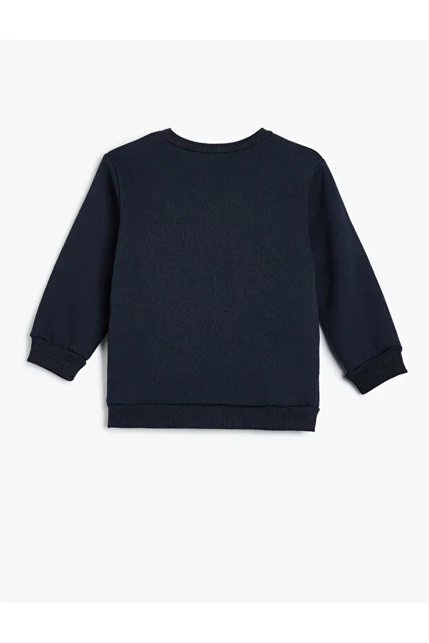 Детские свитшот для мальчиков с принтом Dinosaur sweatshirt crew neck long sleeve raised Koton, Navy Blue — фото 2
