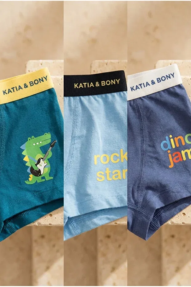 Детские боксеры для мальчиков с принтом 3 шт Katia&Bony, Blue — фото 4