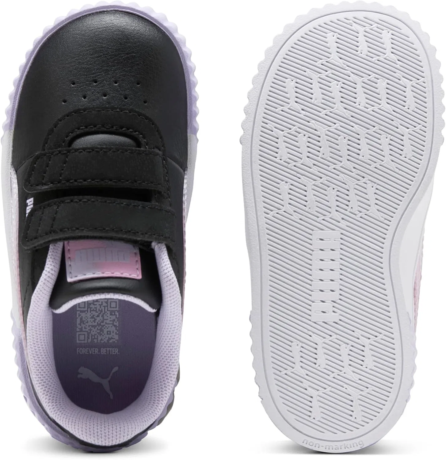 Детские кроссовки для девочек Carina 3.0 PUMA, Puma Black-Light Lavender — фото 4