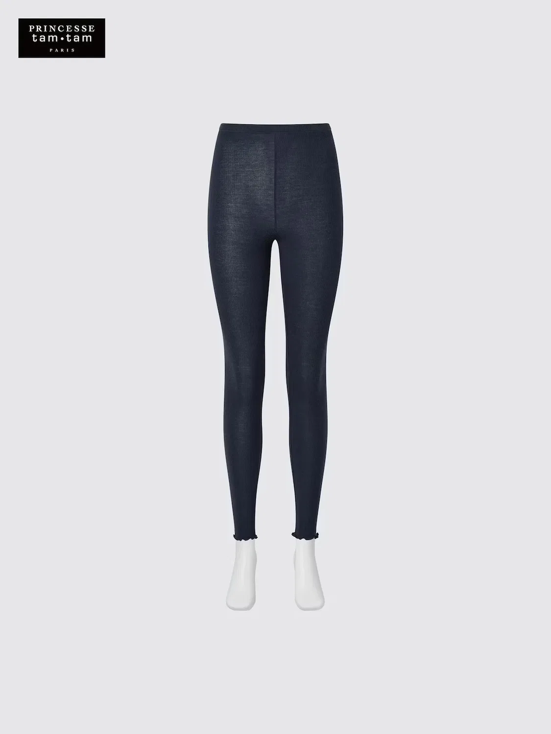 Леггинсы Uniqlo Heattech, ультратеплые ребристые из кашемировой смеси, темно-синий