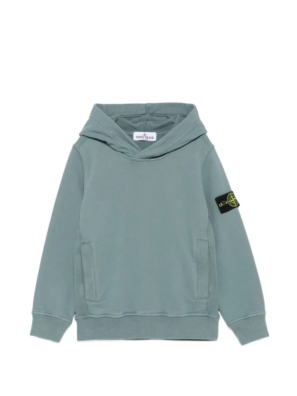 Худи хлопковое с логотипом-нашивкой Stone Island Junior, синий