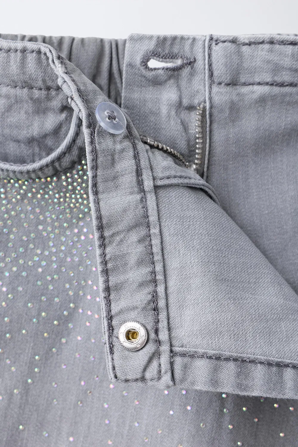 Блестящая джинсовая юбка-бермуда ZARA, Grey — фото 3