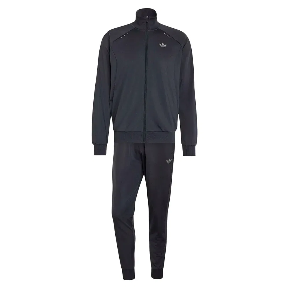 Мужской спортивный костюм с принтом Tech Trefoil Essentials Track Set Adidas Originals, Black — фото 3