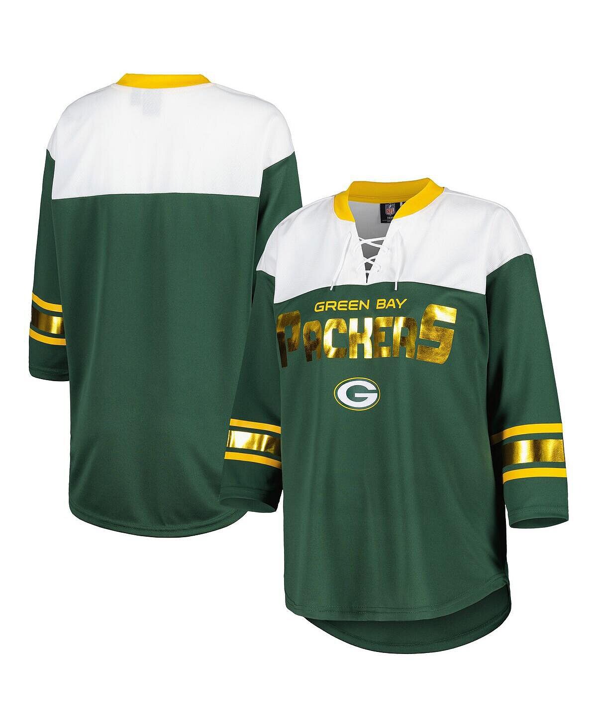 

Женская бело-зеленая футболка Green Bay Packers Double Team со шнуровкой и рукавами 3/4 G-III 4Her by Carl Banks, Зеленый, Женская бело-зеленая футболка Green Bay Packers Double Team со шнуровкой и рукавами 3/4 G-III 4Her by Carl Banks