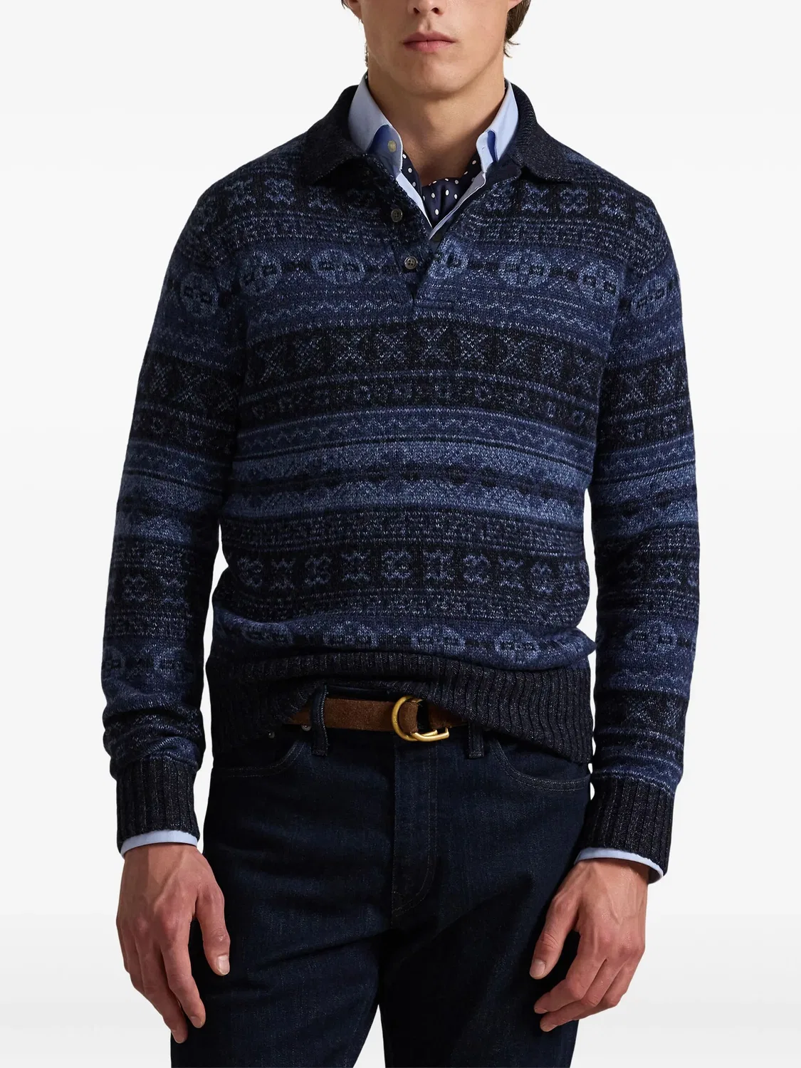 Polo Ralph Lauren Свитер с воротником, синий — фото 2