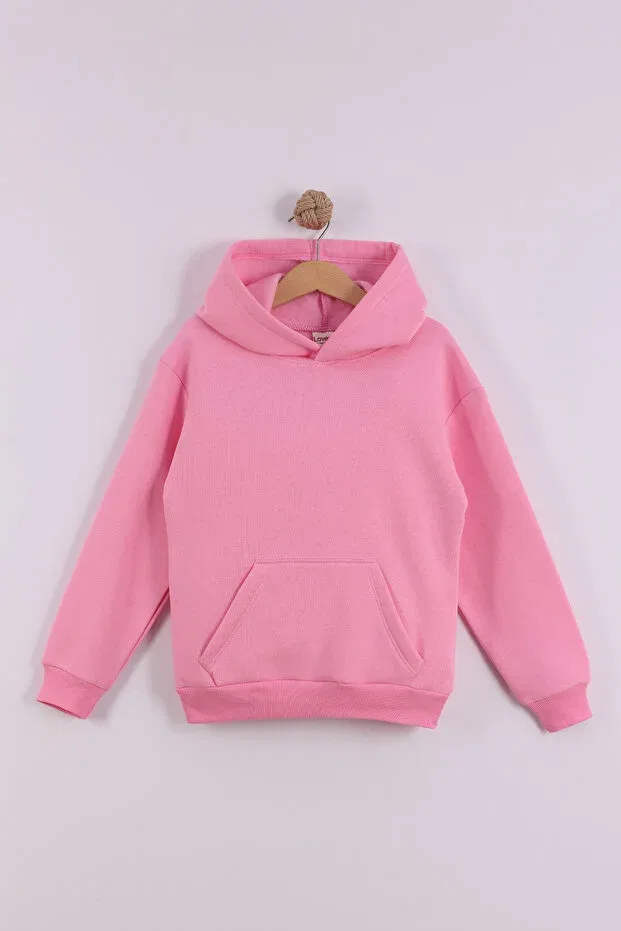 Детские свитшот для девочек с капюшоном Kangaroo pocket hooded winter 3 thread sha fleece-lined weatshir Lovexi, Pink