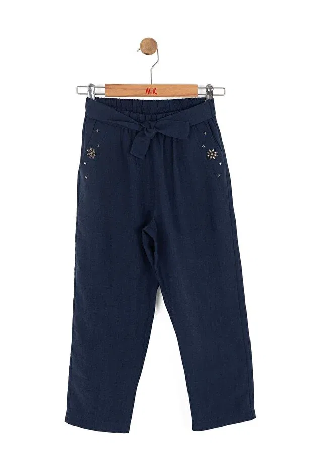Детские брюки для девочек кашемировые Nk Kids, Navy Blue — фото 3