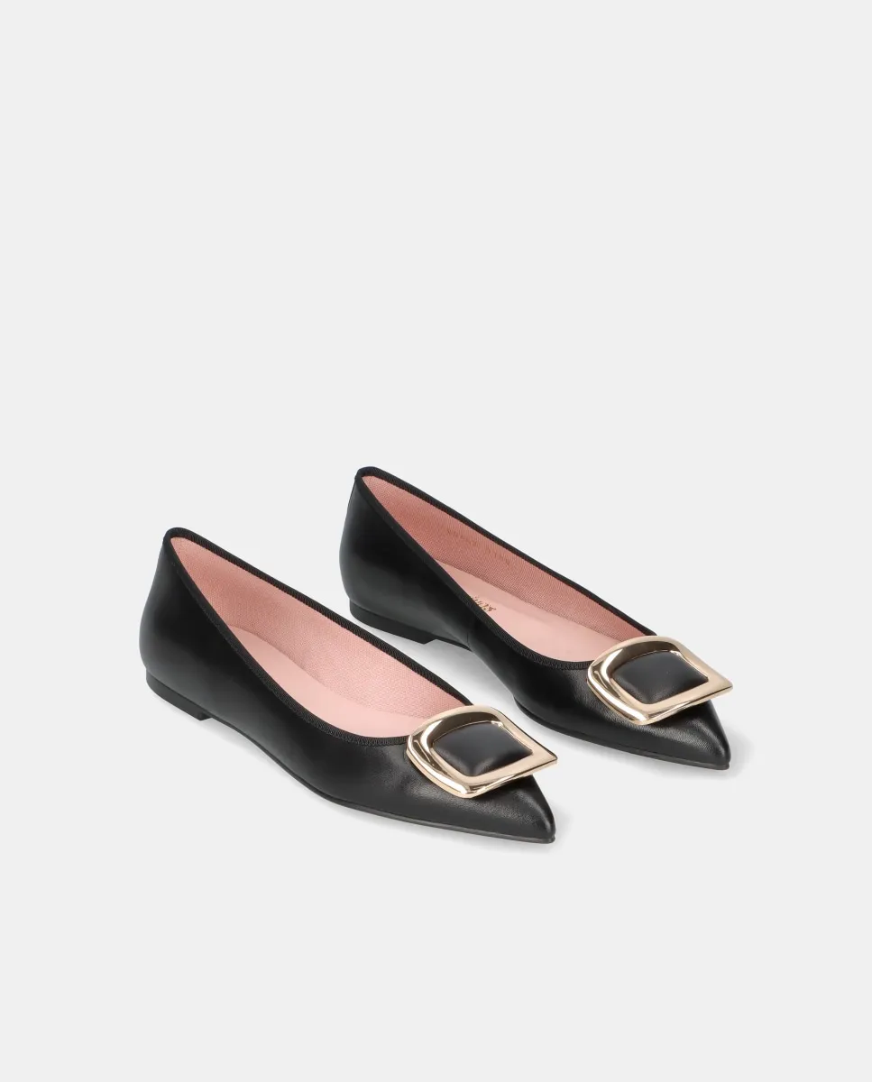 Женские балетки из мягкой кожи с пряжкой Pretty Ballerinas, черный — фото 3