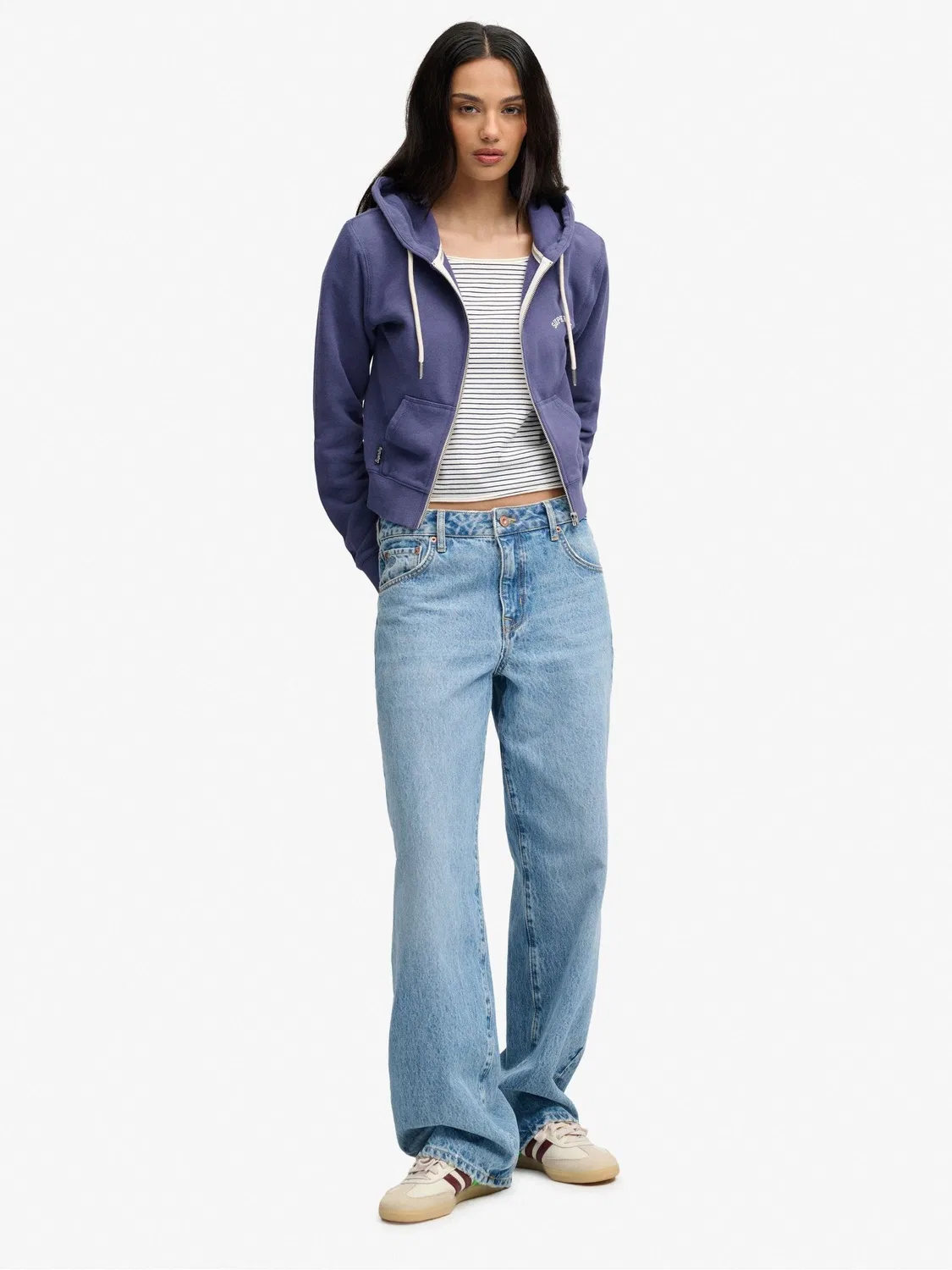 Худи на молнии Superdry Essential Logo Cropped Zip Hoodie, фиолетовый — фото 3