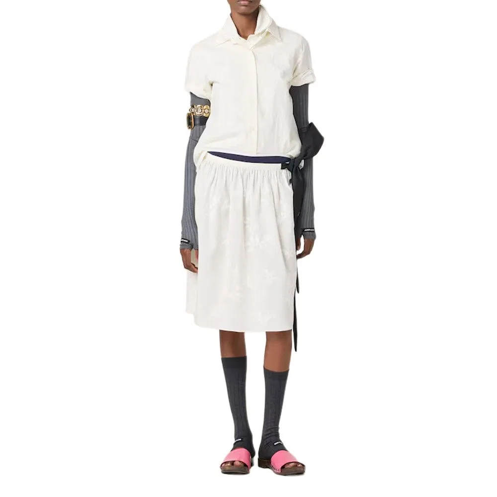 Женская длинная юбка Casual Long Skirt MIU MIU, Ivory White — фото 3