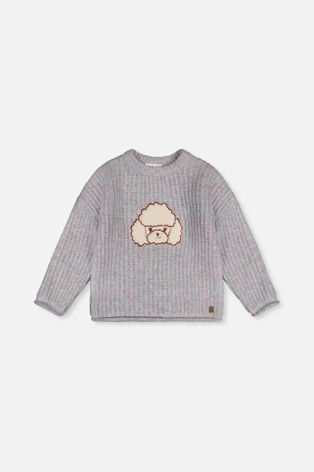 Детский свитер с аппликацией пуделя Poodle Sweater Deux par Deux, Pale Turquoise And Lilac