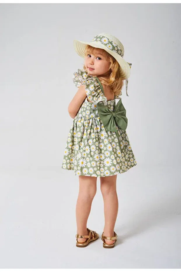 Детское платье для девочек с цветочным принтом Daisy dress with hat Babili, Green