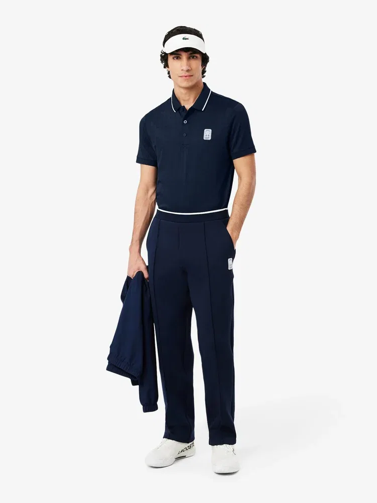 Футболка поло Lacoste V-образный вырез, темно-синий — фото 4