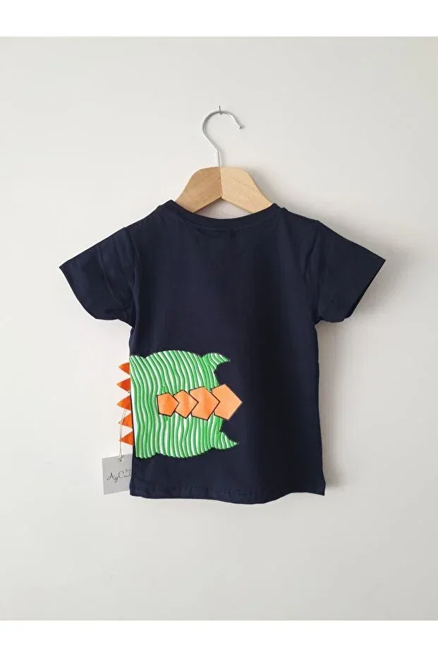 Детская хлопковое футболка для мальчиков Aycata, Navy Blue — фото 2