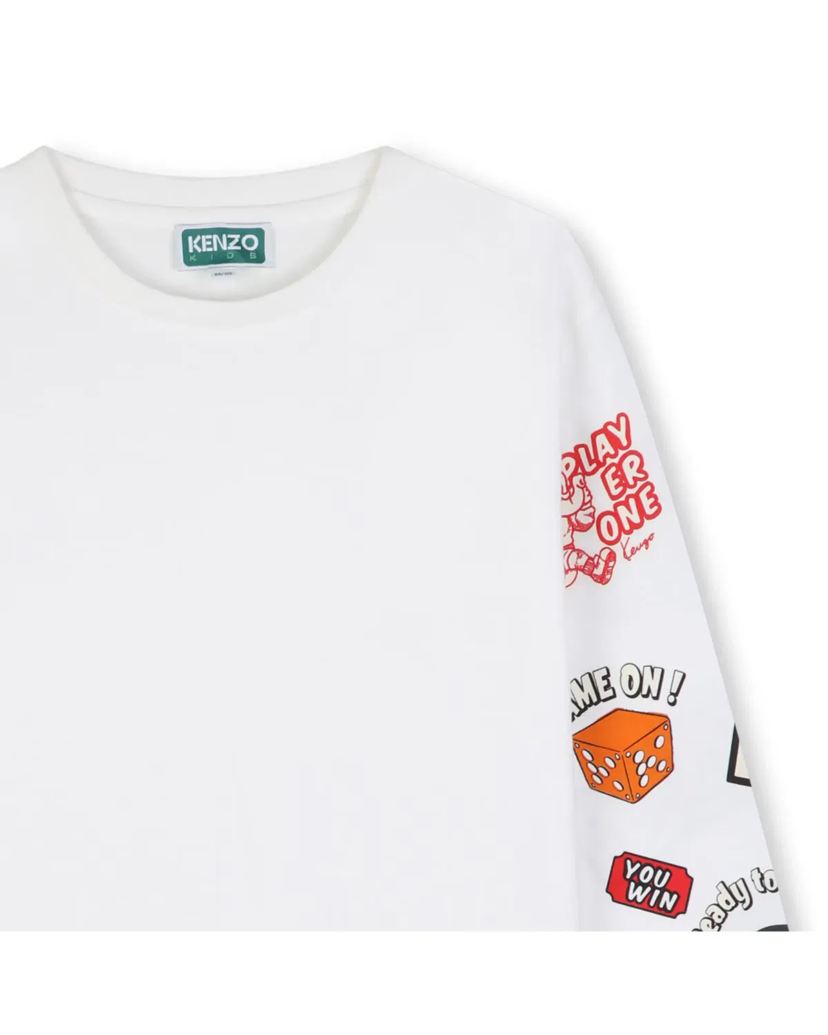 Детская футболка с длинным рукавом с принтом Kenzo Kids, Blanco — фото 2