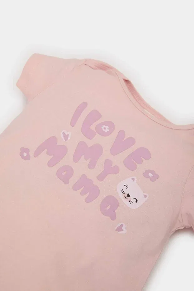Детский комбинезон для девочек хлопковый Combed cotton 2-piece short sleeve jumpsuit baby girl newborn e4021a525sm Defacto, Pink Pn141 — фото 2