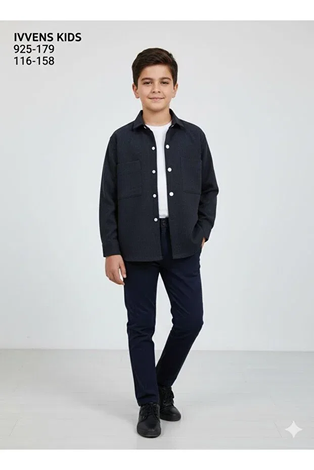 Детская рубашка для мальчиков с длинным рукавом Ivven'S, Navy Blue