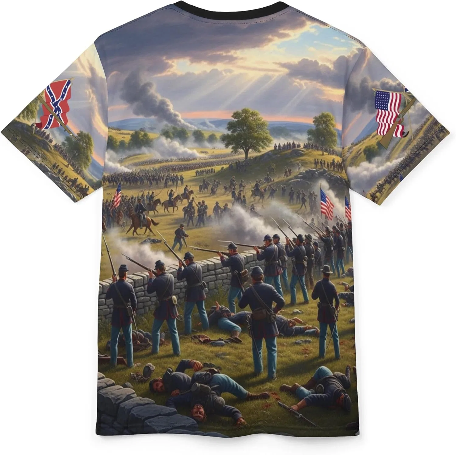 Унисекс футболка с принтом Battle of Gettysburg, Black Stitching — фото 4
