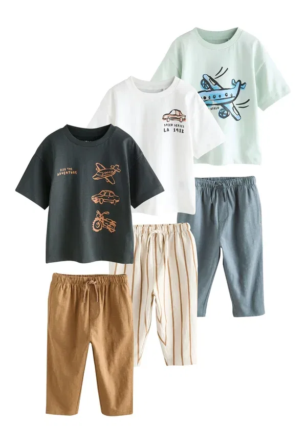 Комплект из 3 футболок и брюк Vehicles Next blue black white, белый/черный/синий — фото 3