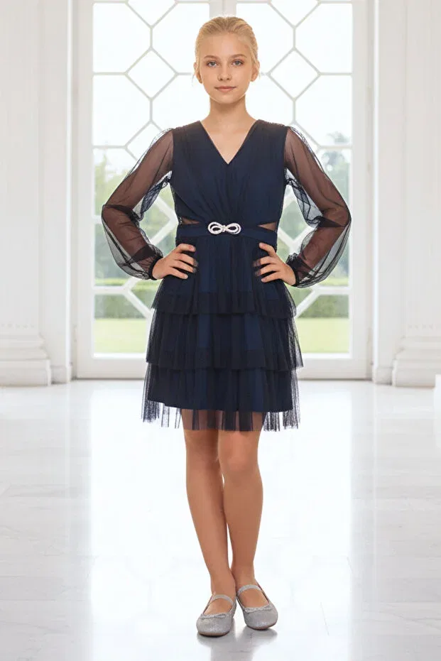 Детское платье для девочек с длинным рукавом Denimini, Navy Blue