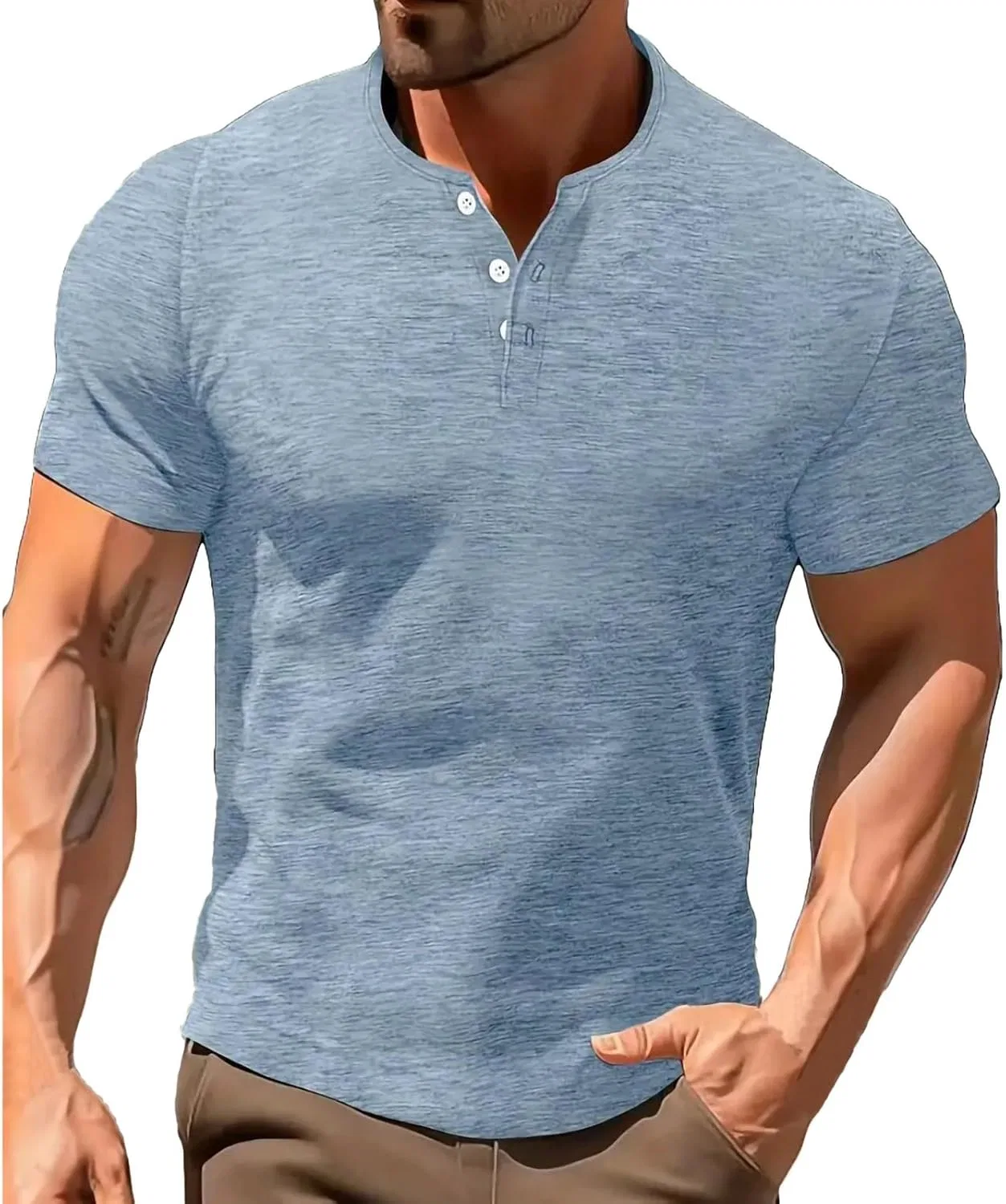 Мужская футболка с воротником-поло Henley, Blue