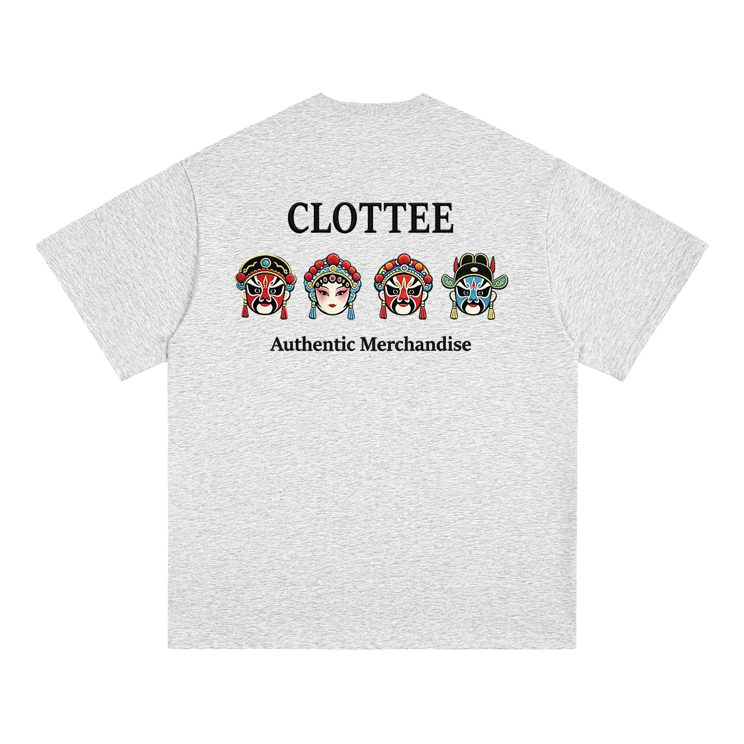 Детская футболка с круглым вырезом с вышивкой Unisex CLOT, White Heather Gray With Black Embroidery