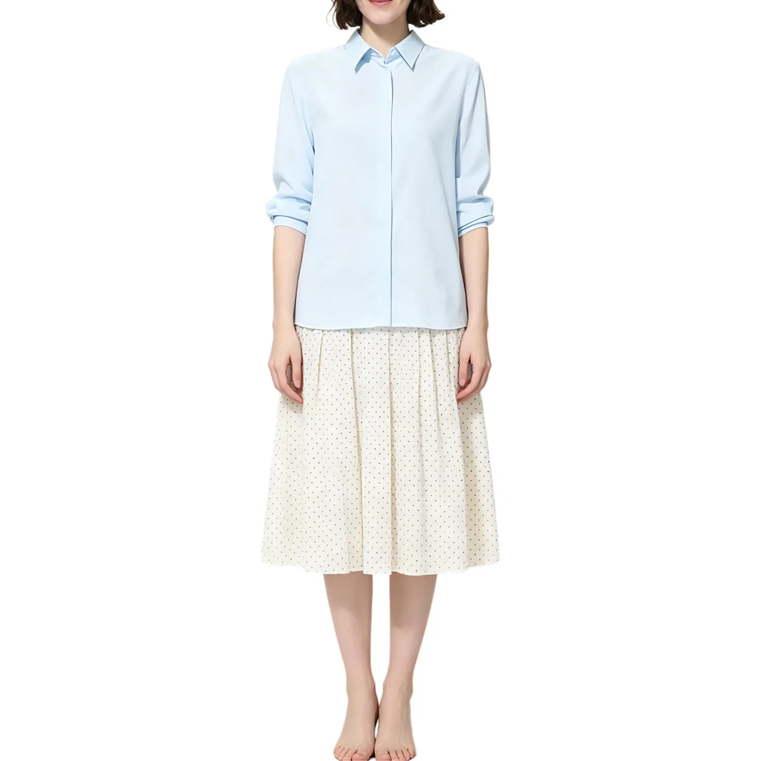 Женская рубашка с отложным воротником Light Blue UNIQLO, Light Blue