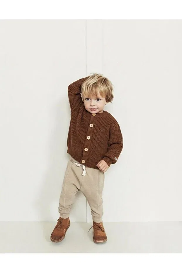Детский кардиган с длинным рукавом Unisex Buttoned Crew Neck Baby Knitwear Rg Kidsstore, Tile